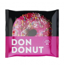 Пончик глаз. с нач. со вкусом клубники 65гр 30 (флоупак) Don Donut (30 шт в кор.)