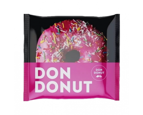Пончик глаз. с нач. со вкусом клубники 65гр 30 (флоупак) Don Donut (30 шт в кор.)