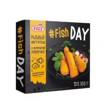 Рыбные наггетсы в золотистой корочке "Fish Day" 350г. 8 Vici VNST008 (8 шт в кор.)