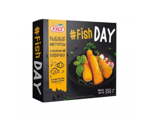 Рыбные наггетсы в золотистой корочке "Fish Day" 350г. 8 Vici VNST008 (8 шт в кор.)